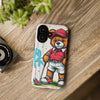 Teddy bear golf-themed iPhone 16 case