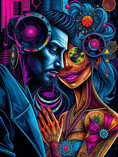 CYBORG MAN AND WOMAN WALL ART